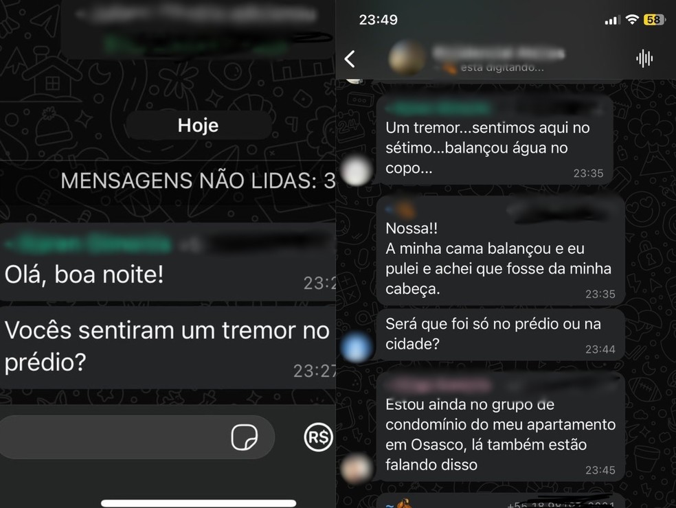 Moradores de prédio residencial de Assis (SP) relataram tremor pouco depois de terremoto no Chile — Foto: Arquivo Pessoal