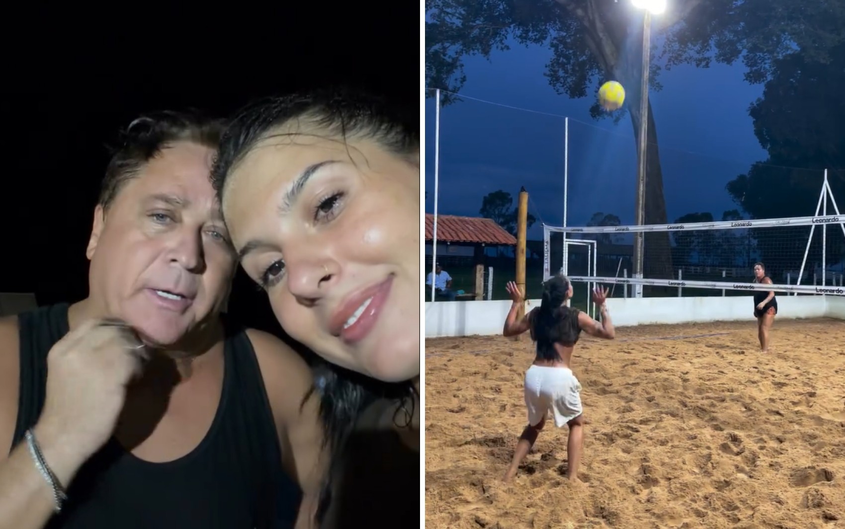Ana Castela joga futevôlei com Leonardo e vence duas partidas em fazenda do cantor