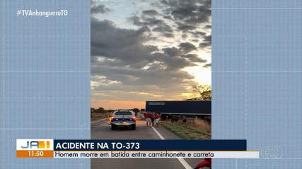 Batida entre caminhonete e carreta deixa vítima na TO-373