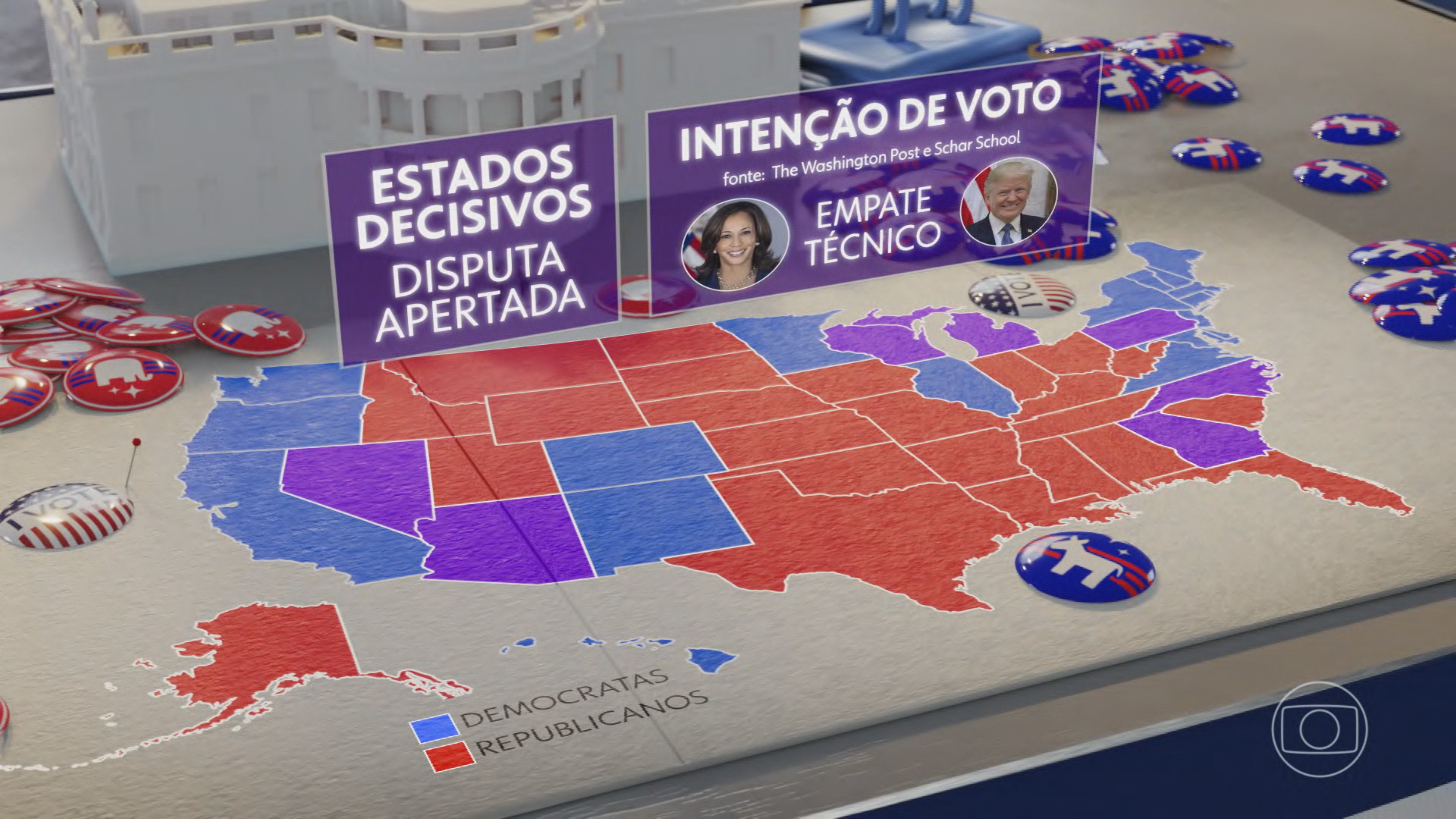 Eleição nos EUA: projeções indicam disputa acirrada entre Donald Trump e Kamala Harris