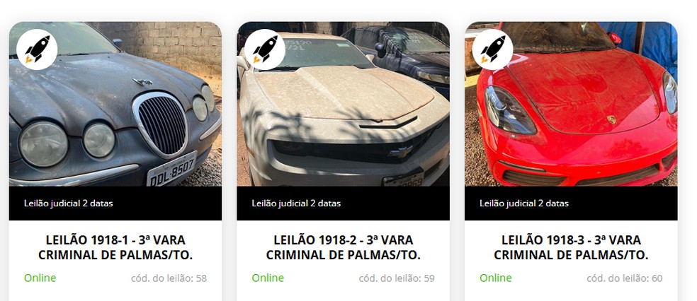 Carros de luxo apreendidos em operação da Polícia Federal serão leiloados em fevereiro — Foto: Reprodução/Leilão Rapidão Vende