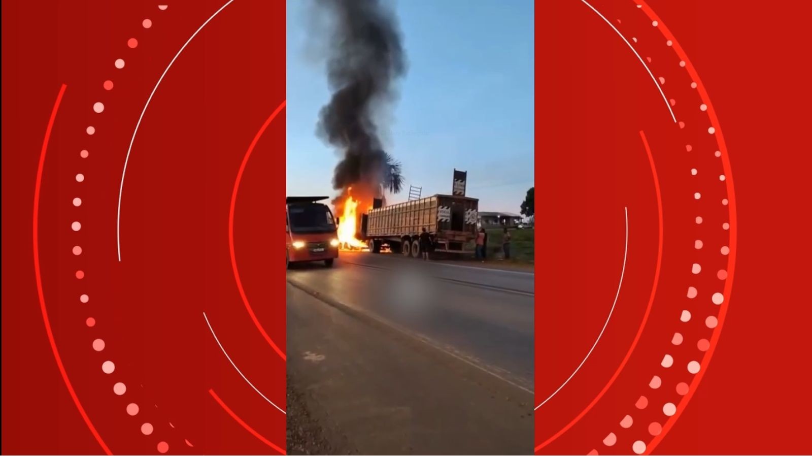 VÍDEO: Caminhão boiadeiro pega fogo na BR-319 e animais fogem para se salvar 