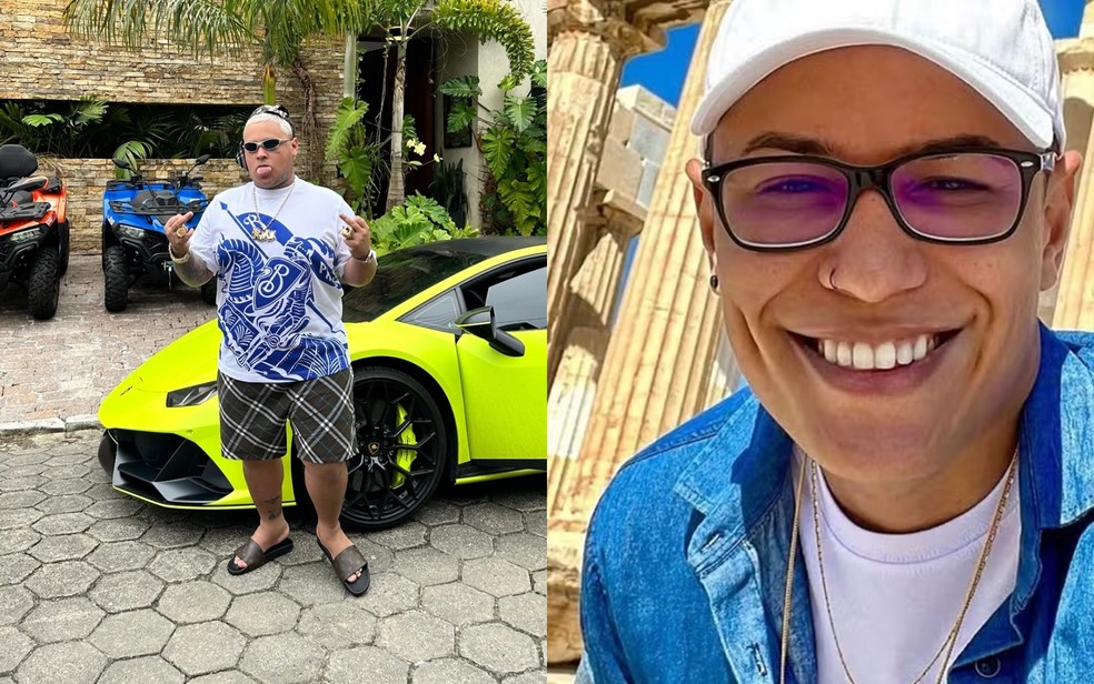 À esquerda, MC Ryan SP, apontado como líder da organização criminosa; à dir., Raphael Sousa Oliveira, dono da 'Choquei' — Foto: Reprodução/ Redes sociais