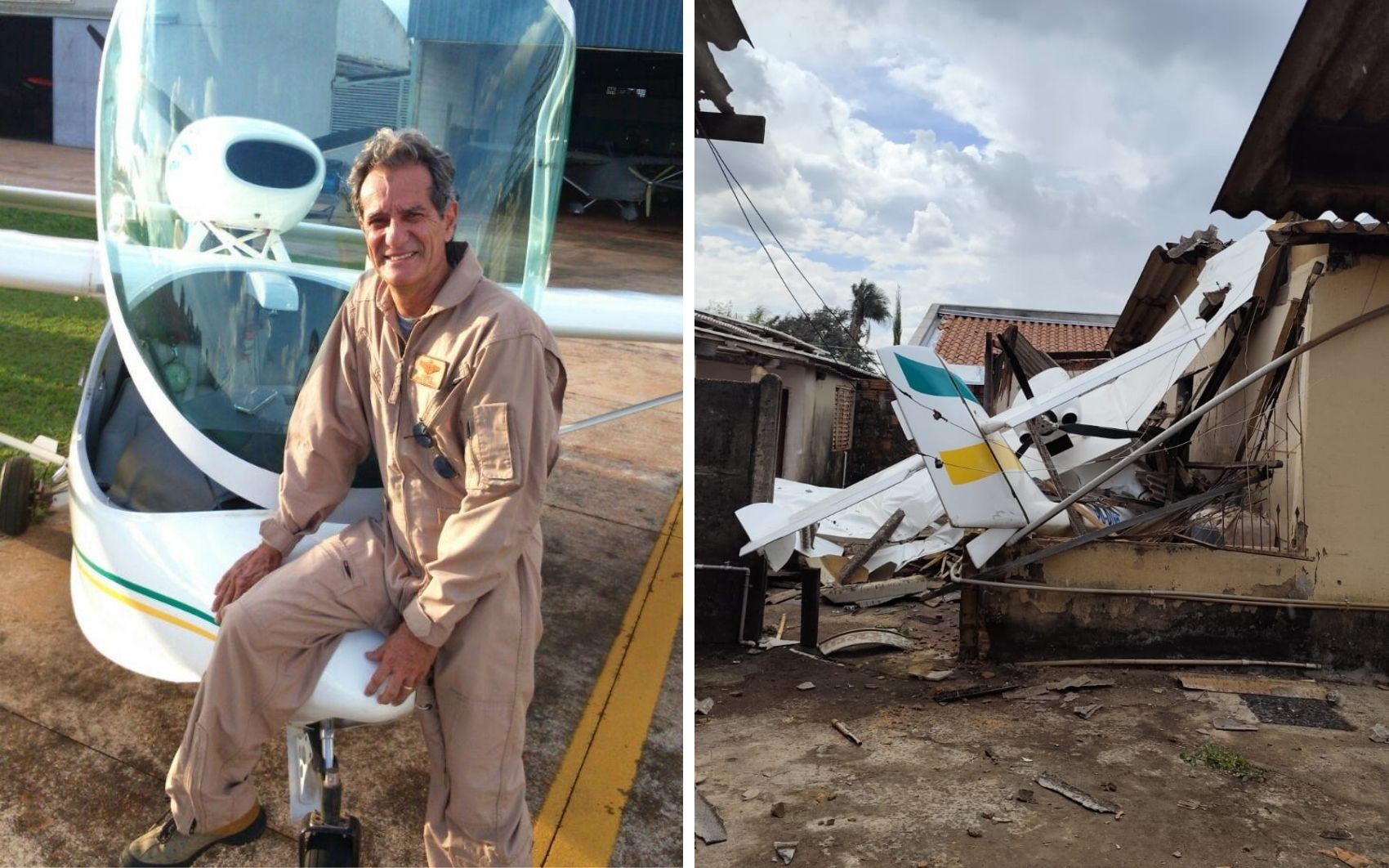 Avião que caiu sobre casa saiu de Jataí e teve problemas no motor, diz esposa do piloto