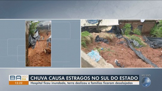 Deslizamento de encostas, hospital inundado e casas de famílias ribeirinhas alagadas: forte chuva causa estragos no sul da Bahia - Programa: Bahia Meio Dia – Salvador 