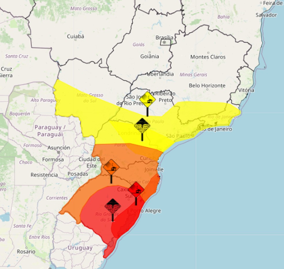 Ciclone no Sul: RS e SC têm alerta vermelho de alto perigo de temporal