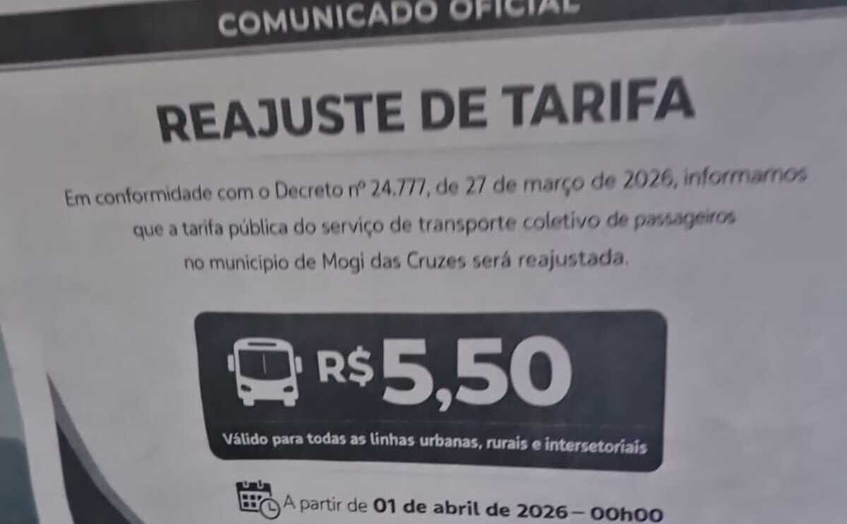 Tarifa de ônibus sobe para R$ 5,50 e novo valor começa a valer em Mogi das Cruzes