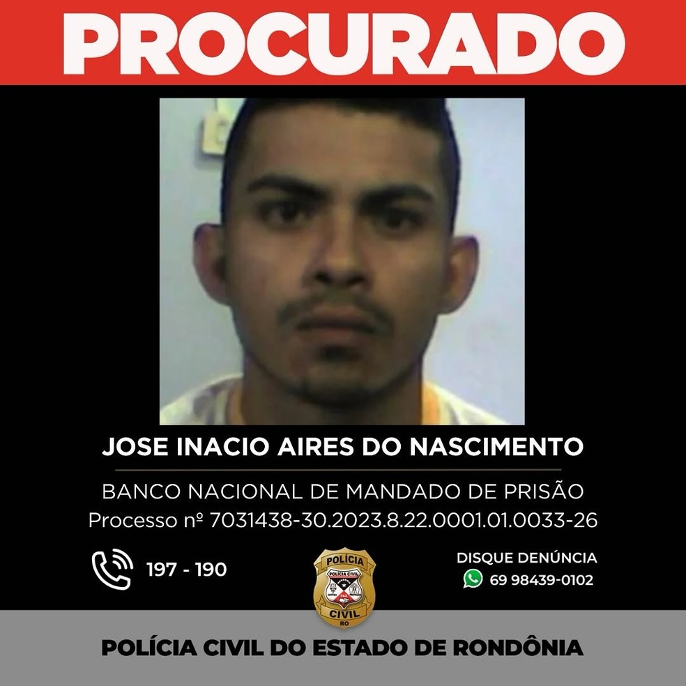 Jose Inacio, procurado pela Polícia Civil — Foto: Polícia Civil/Divulgação