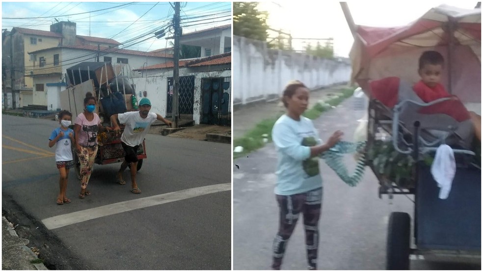 Durante a pandemia, os filhos de André e Luciana ficaram sem aulas presenciais e acompanhavam os pais nas coletas — Foto: Arquivo Pessoal