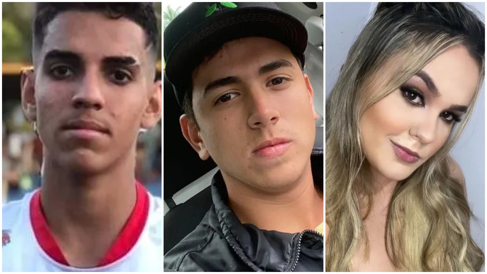 Assassinato de jogador: montagem com fotos de Hugo Vinicius Skulny Pedrosa, Danilo Alves Vieira e Rubia Joice de Oliver Luvisetto — Foto: Arte/g1