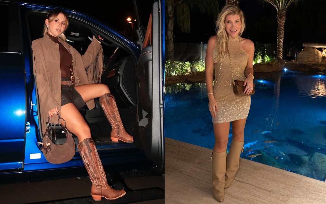 Natália Toscano e Paula Vaccari tietam maridos, Zé Neto e Cristiano, em Barretos