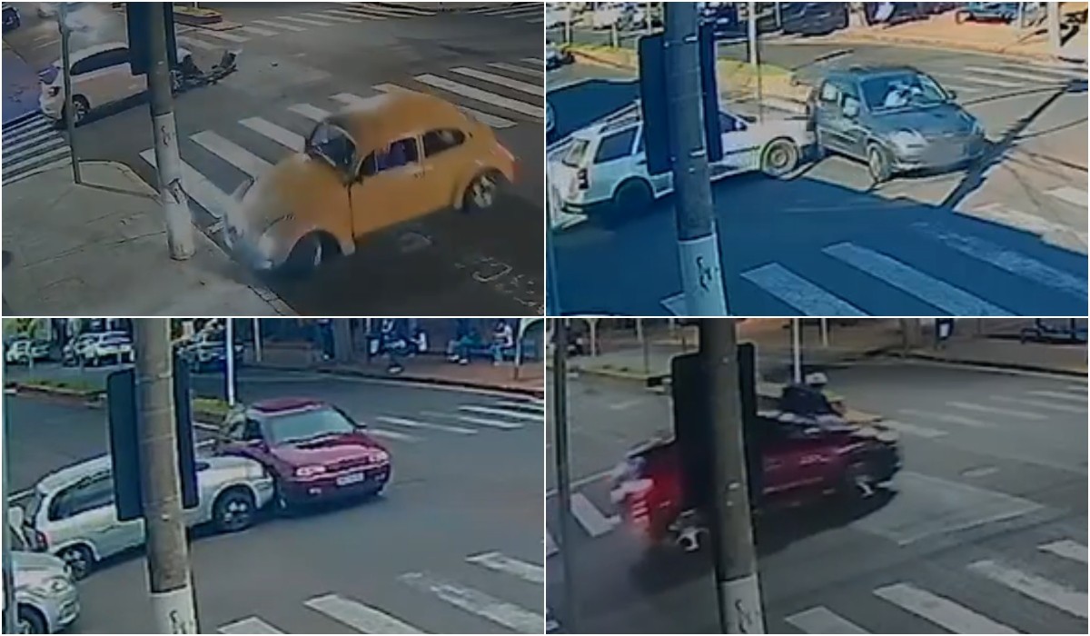 VÍDEO: câmera de segurança registra 7 acidentes em 30 dias em cruzamento no centro de Botucatu