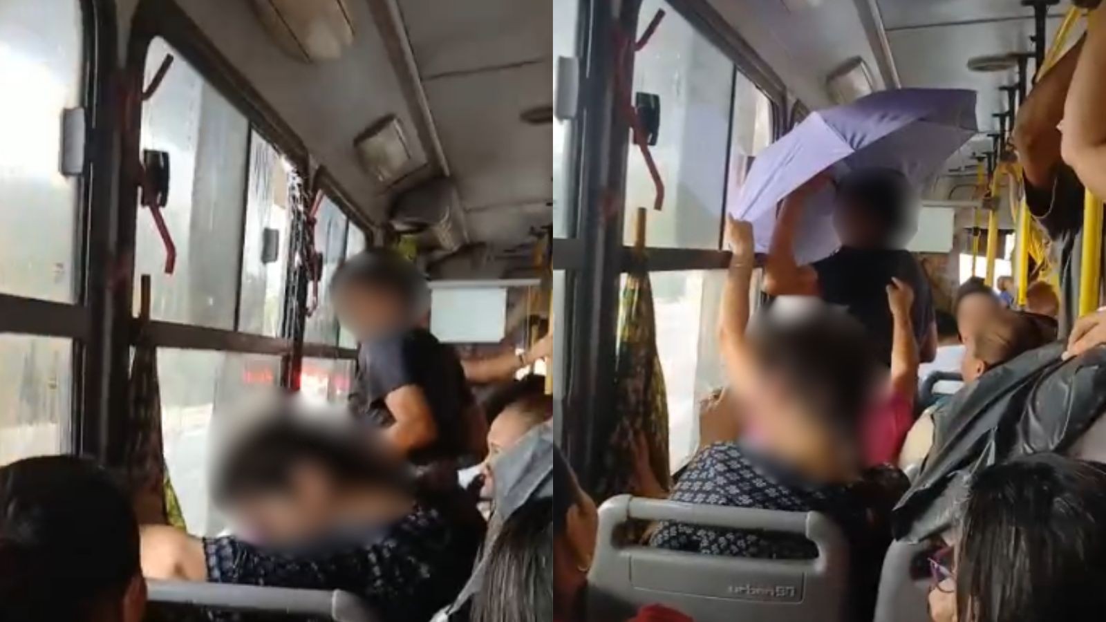 VÍDEO: passageiros precisam usar guarda-chuva dentro de ônibus para se proteger da água em Teresina