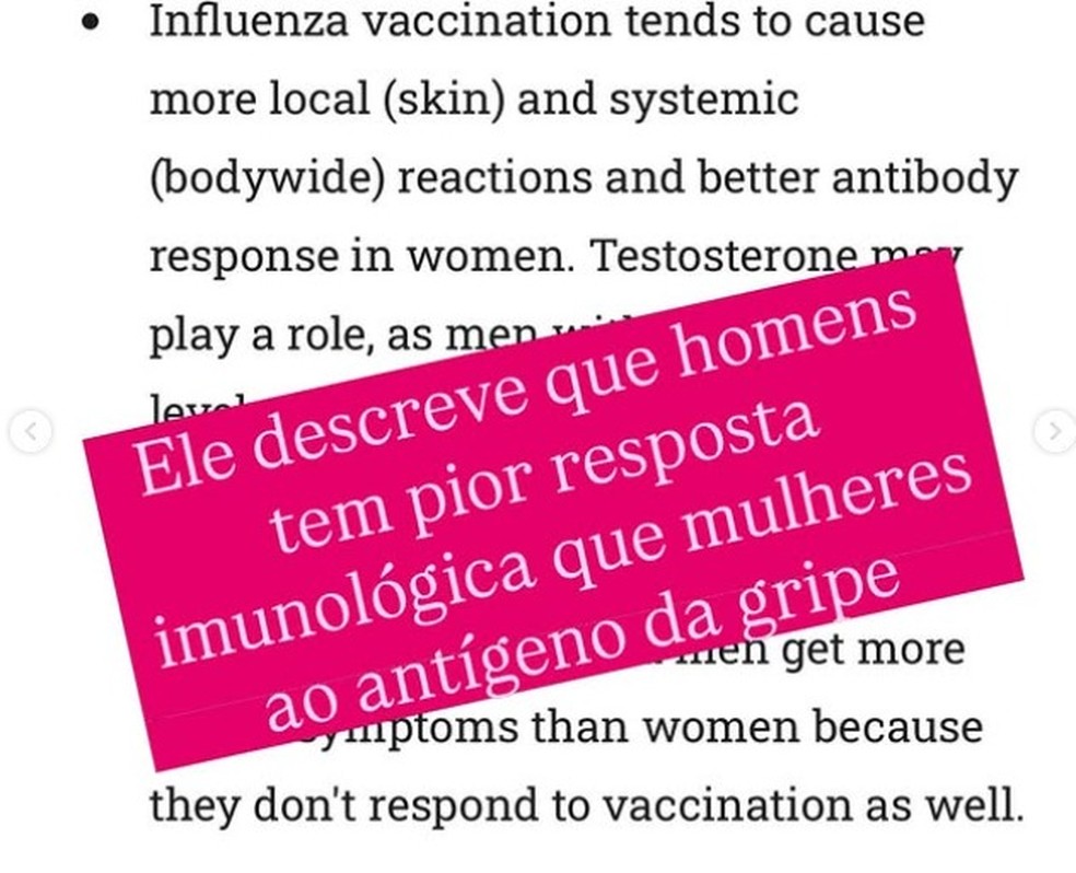 Médicos explicam que afirmação é falsa — Foto: Reprodução/Instagram
