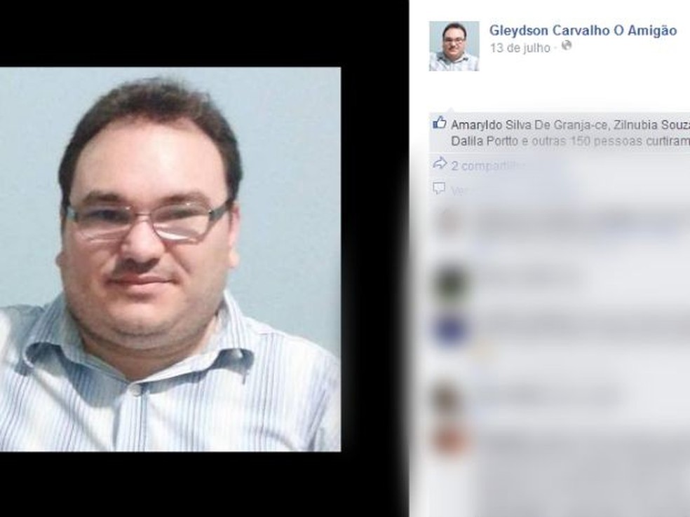 Radialista Gleydson Carvalho foi morto dentro do estúdio em Camocim, em 2015 — Foto: (Foto: Reprodução/ Facebook)