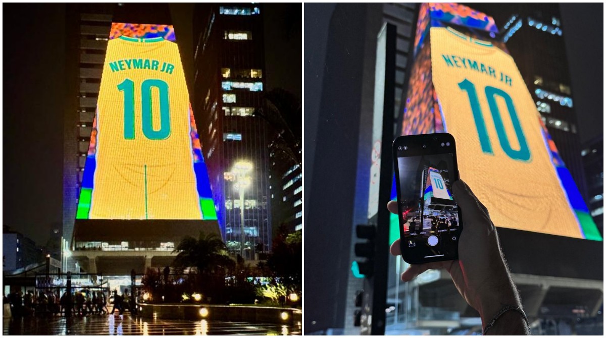 Camisa de Neymar é reproduzida em telão gigante na Av. Paulista após convocação pela Seleção Brasileira
