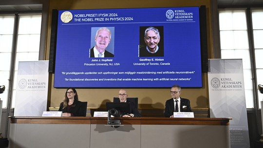 Nobel de Física vai para trabalho pioneiro que permitiu avanço da IA - Foto: (Christine Olsson/TT News Agency via AP)