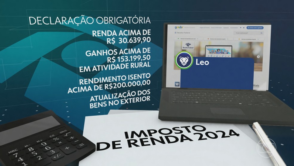 Receita Federal divulga as regras do Imposto de Renda 2024 — Foto: Jornal Nacional/ Reprodução