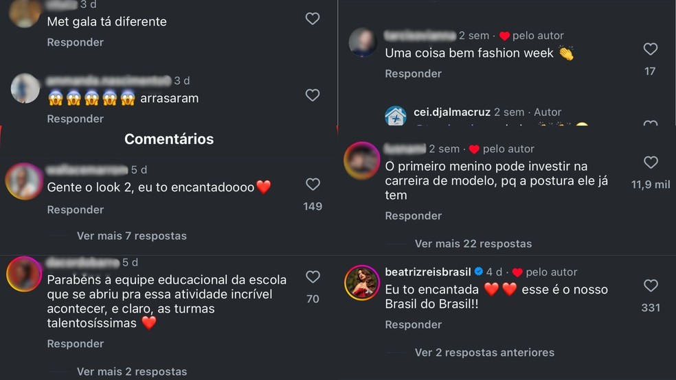 O desfile arrancou elogios do público, que chegou a compará-lo com grandes eventos internacionais, como a Fashion Week e o Met Gala — Foto: Reprodução/Redes Sociais