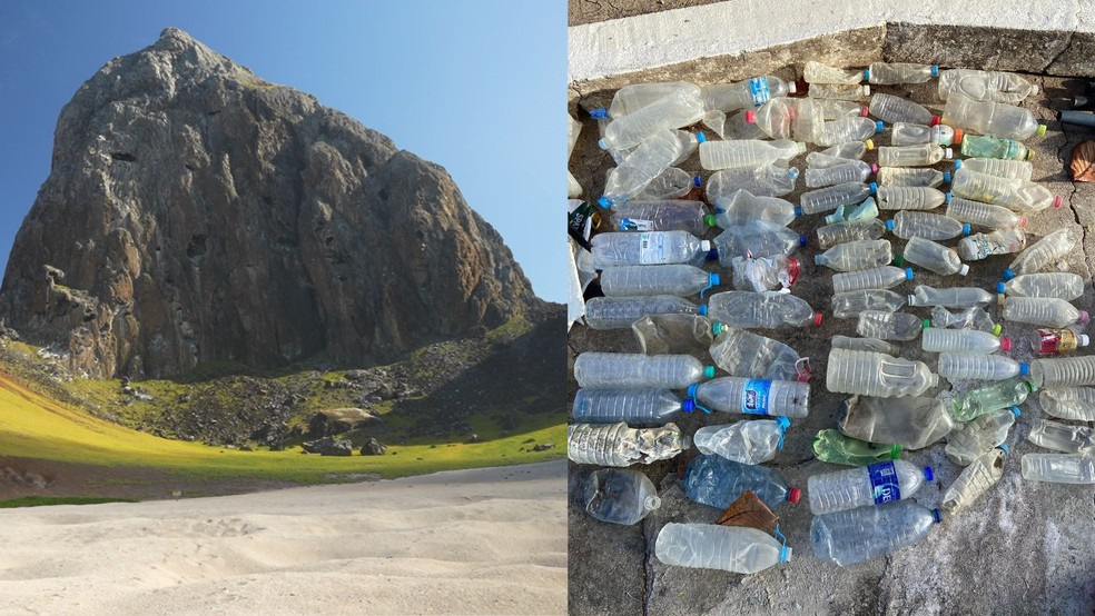 Grande quantidade de lixo é encontrada na Ilha da Trindade, Espírito Santo — Foto: Ramon Porto/TV Gazeta e Mariana Ughini/ICMBio