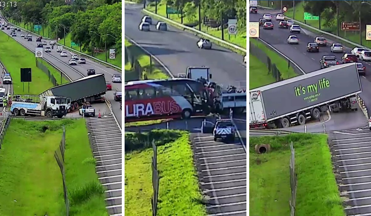 Retorno do Tapetão em Campinas é reaberto com barreiras para impedir passagem de caminhões