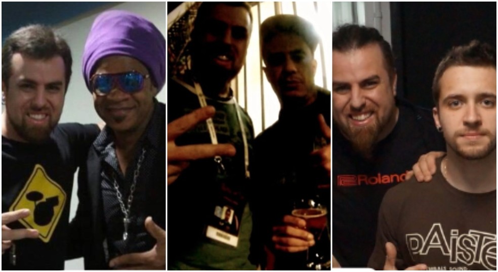 Daniel Batera já conheceu artistas como Carlinhos Brown, Marcelo D2 e Eloy Casagrande, baterista do Slipknot — Foto: Arquivo pessoal