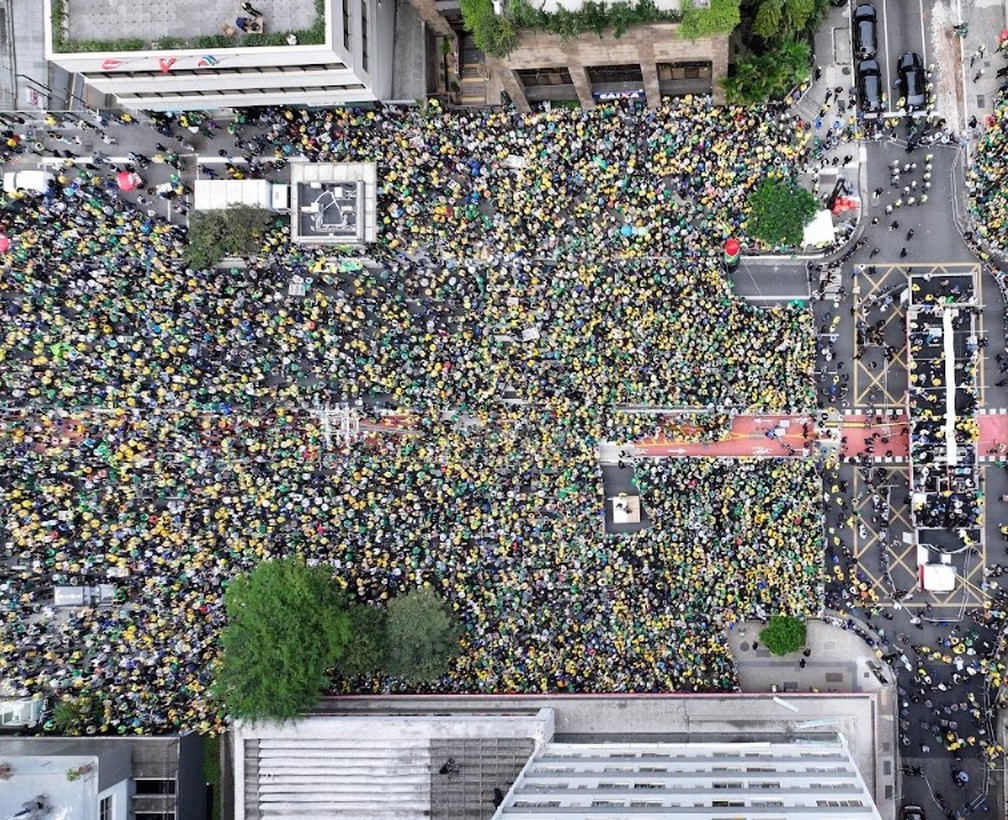 Foto usada na contagem de pessoas no ato na Paulista pró-anistia — Foto: Reprodução/Monitor do Debate Político no Meio Digital & More in Common