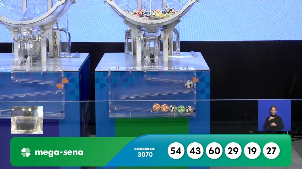 Resultado do concurso 3070 da Mega-Sena. — Foto: Reprodução/Caixa