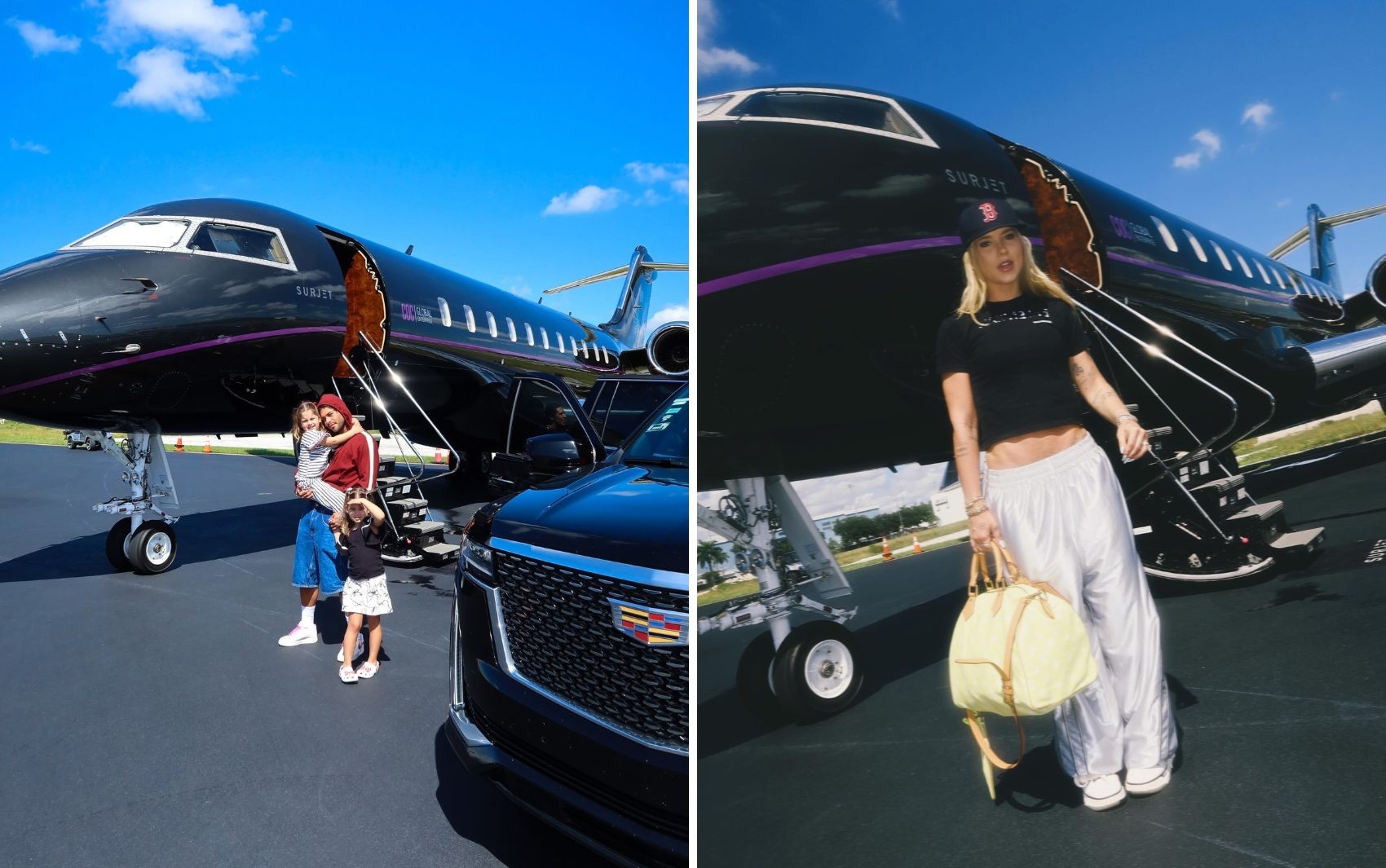 Virginia e Zé Felipe postam fotos no mesmo avião com os filhos após fim do namoro da influenciadora com Vini Jr.