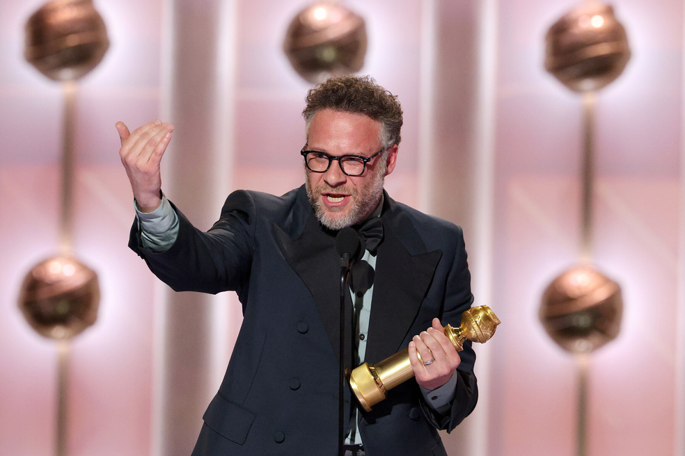 Seth Rogen ganha o Globo de Ouro de melhor ator em s�rie de com�dia ou musical por 'The Studio' � Foto: Kevork Djansezian/CBS Broadcasting via AP