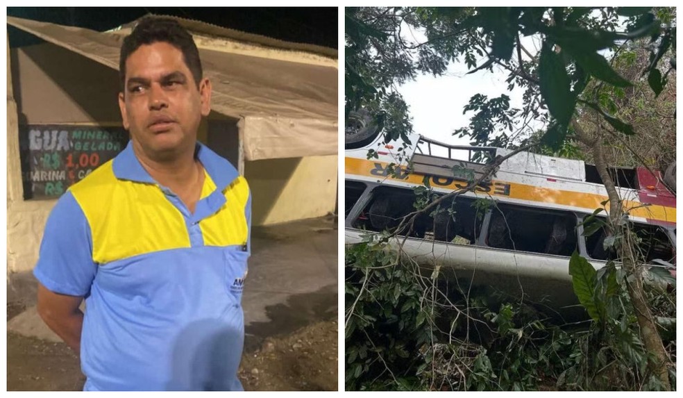 Luciano de Queiroz Araújo era motorista de ônibus que despencou Serra da Barriga, no interior de AL — Foto: Montagem/g1