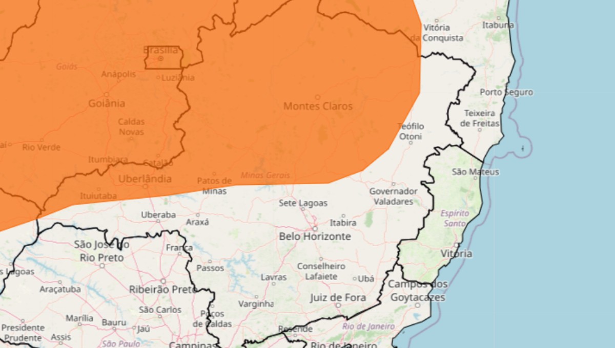 INMET divulga alerta de 'perigo' para 128 cidades do Norte, Centro e Noroeste de MG