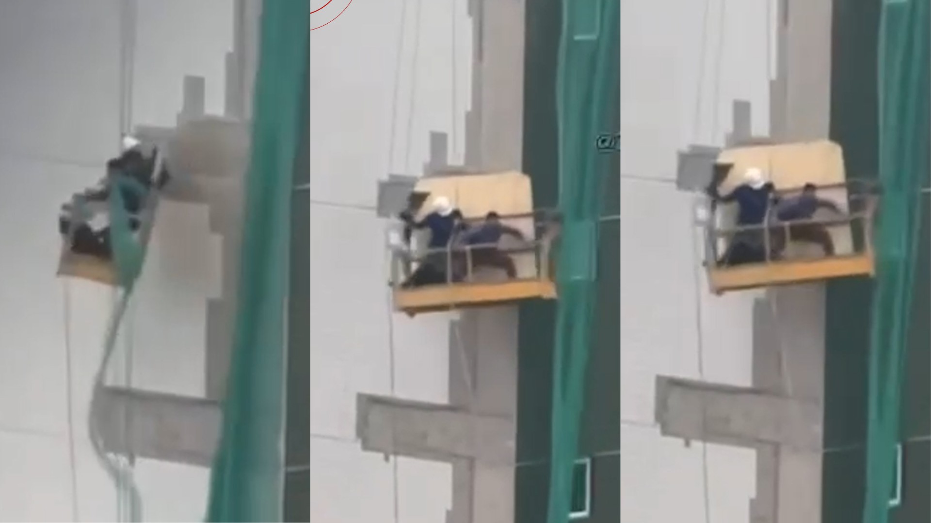 VÍDEO: Trabalhadores ficam presos em andaime durante chuva com ventania em Imperatriz