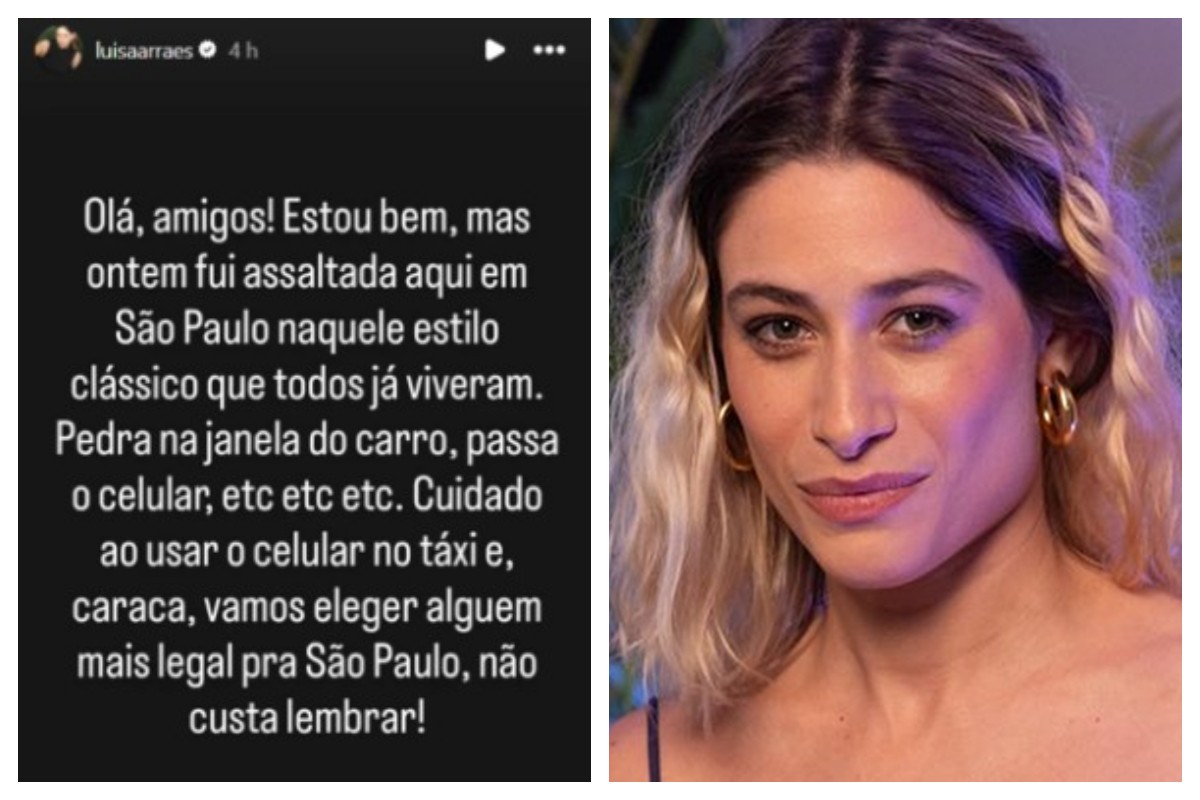 Atriz Luisa Arraes conta que foi assaltada em SP pela 'gangue do quebra vidro' e alerta: 'cuidado ao usar o celular no táxi'