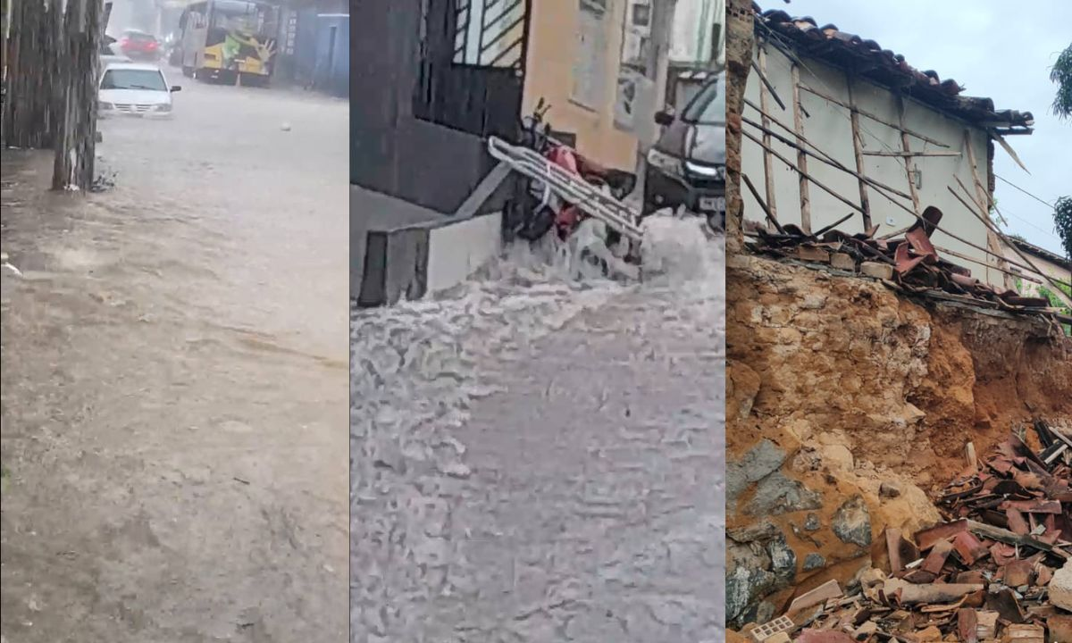 Chuva forte deixa pessoas desalojadas e causa desabamento de casa em cidade do sul da Bahia