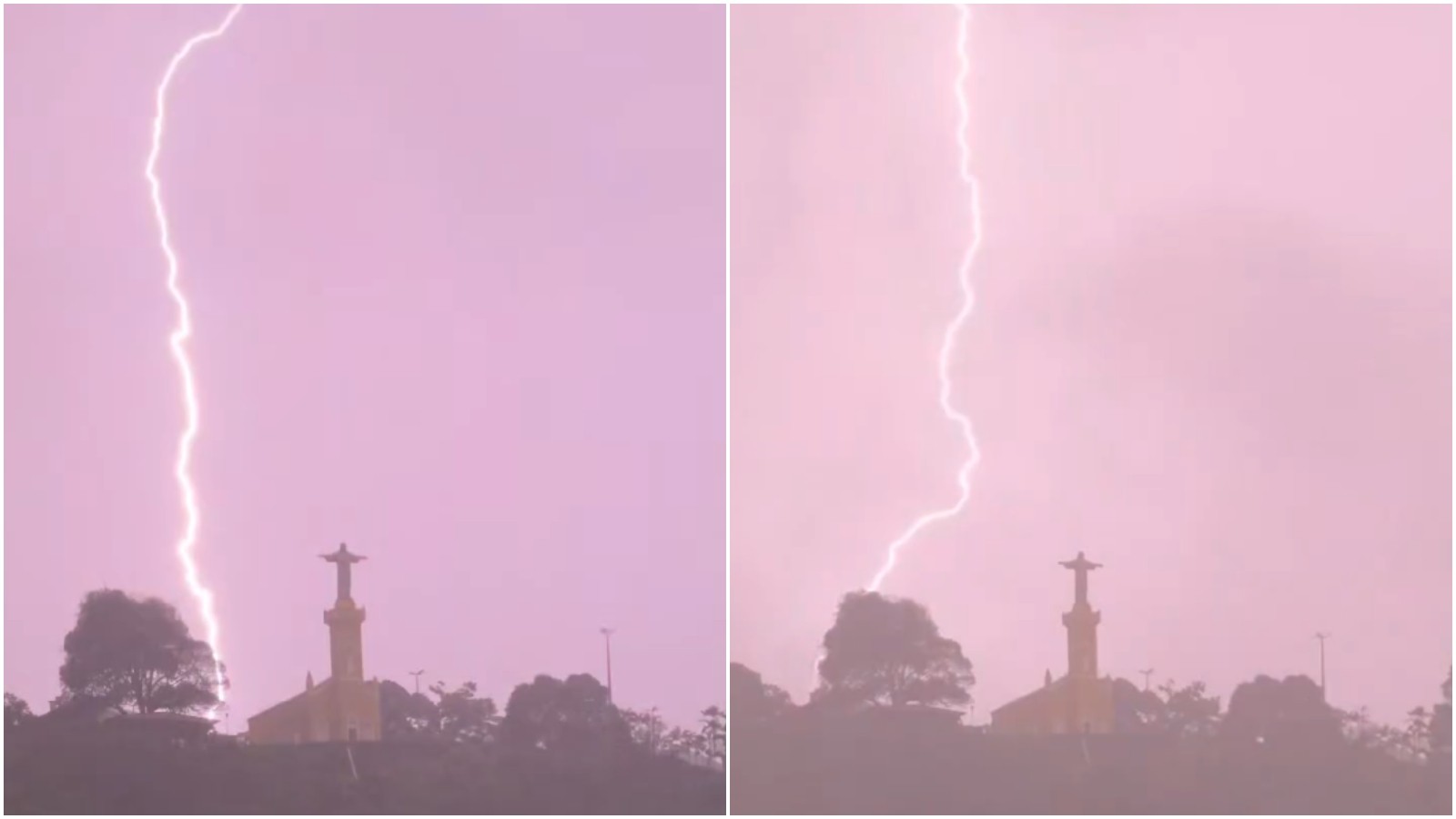 Sequência impressionante de raios ilumina Igreja do Céu, no interior do Ceará; assista
