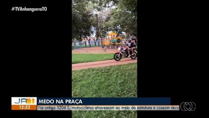 Moradores reclamam de travessia irregular de motociclista na Praça da antiga 1204 Sul