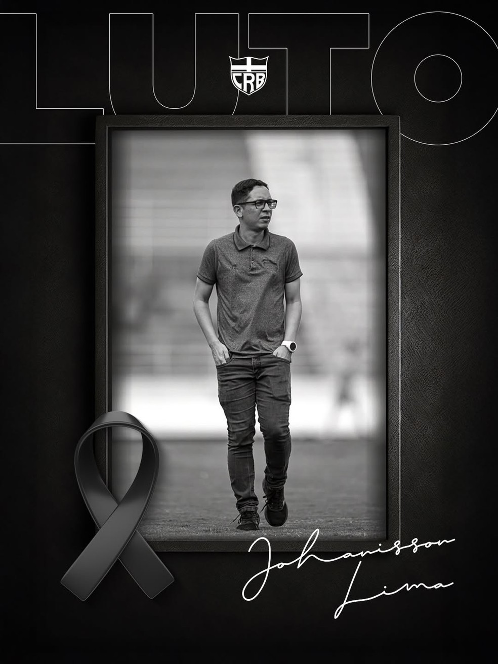 CRB emite nota lamentando a morte do coordenador das categorias de Base, Johanisson Lima, o Joba — Foto: Reprodução/CRB