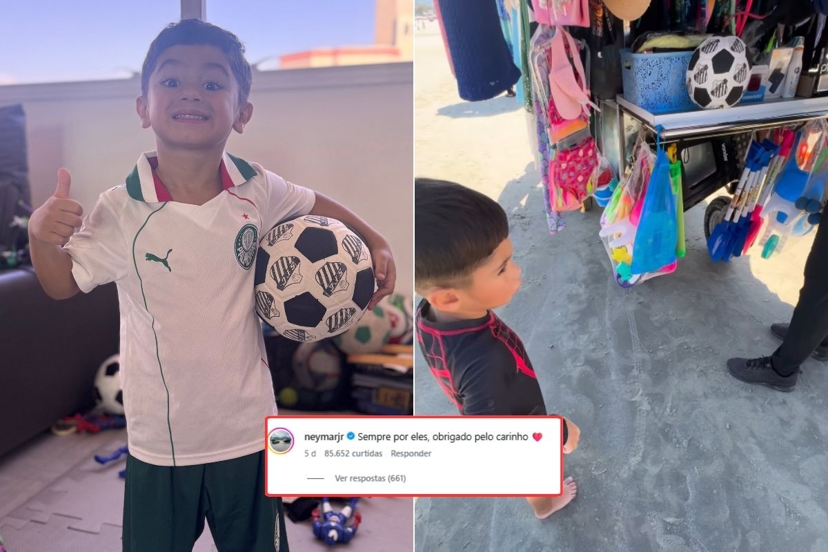 Neymar responde à família palmeirense após menino comprar bola do Santos por causa dele; VÍDEO