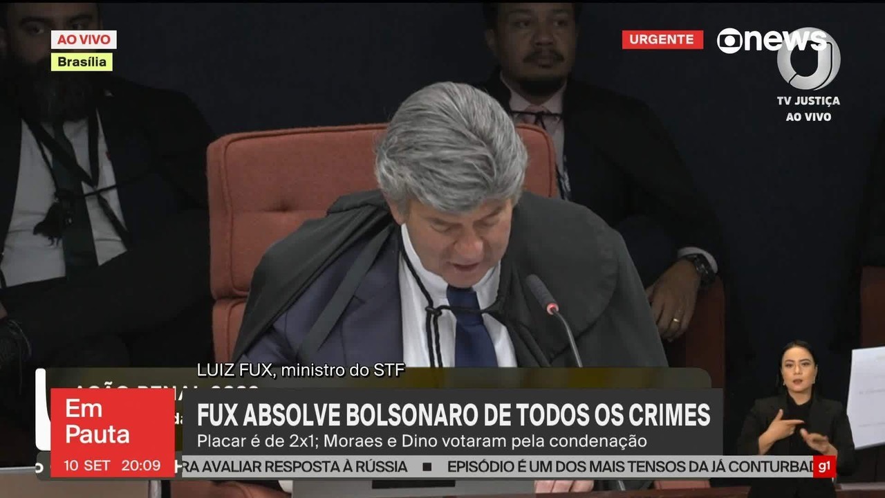Trama golpista: Fux vota para absolver Bolsonaro de todos os cinco crimes da acusação; placar agora é de 2 a 1