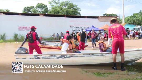 Moradores de cidade que teve 80% da área inundada no Acre podem solicitar FGTS calamidade - Programa: G1 em 1 Minuto Acre 