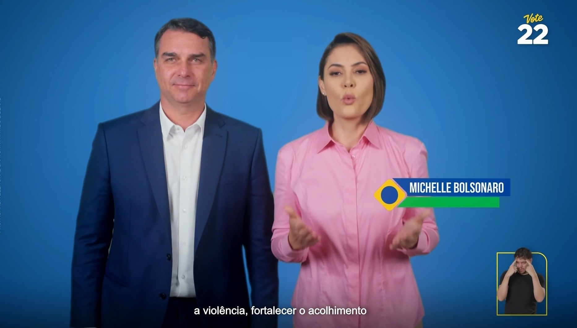 Propaganda de Flávio Bolsonaro com Michelle é exibida no horário eleitoral nesta quinta (17)