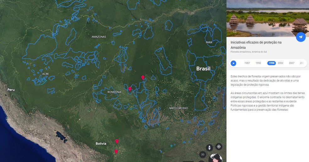 Google Earth permite ver imagens de satélite feitas ao redor do mundo desde 1984 — Foto: Reprodução