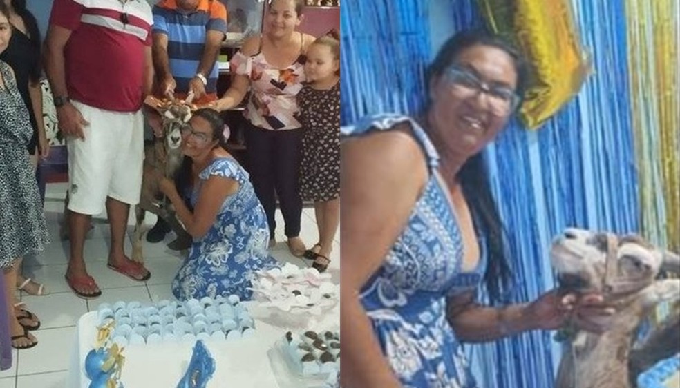 Tutora faz festa de aniversário para seu bode de estimação, em Remígio — Foto: Arquivo pessoal/Marinalva Dionízio