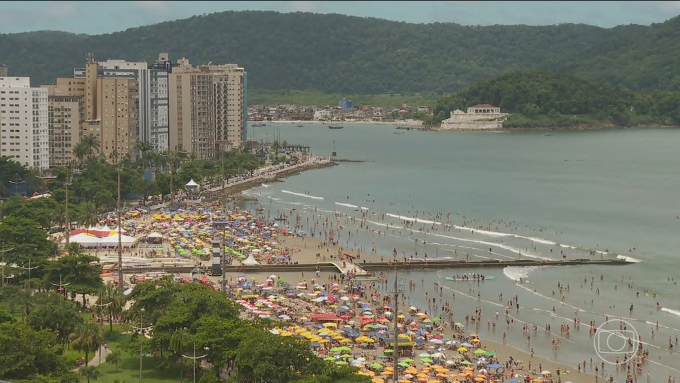 Surto de virose leva milhares de pessoas a postos de saúde no litoral de SP — Foto: Jornal Nacional/ Reprodução
