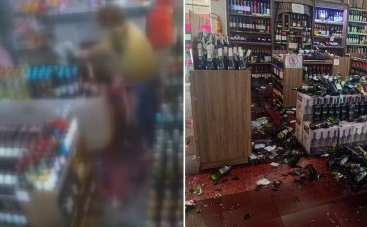 VÍDEO: homem quebra vinhos em supermercado e dá prejuízo de R$ 60 mil no interior de SP