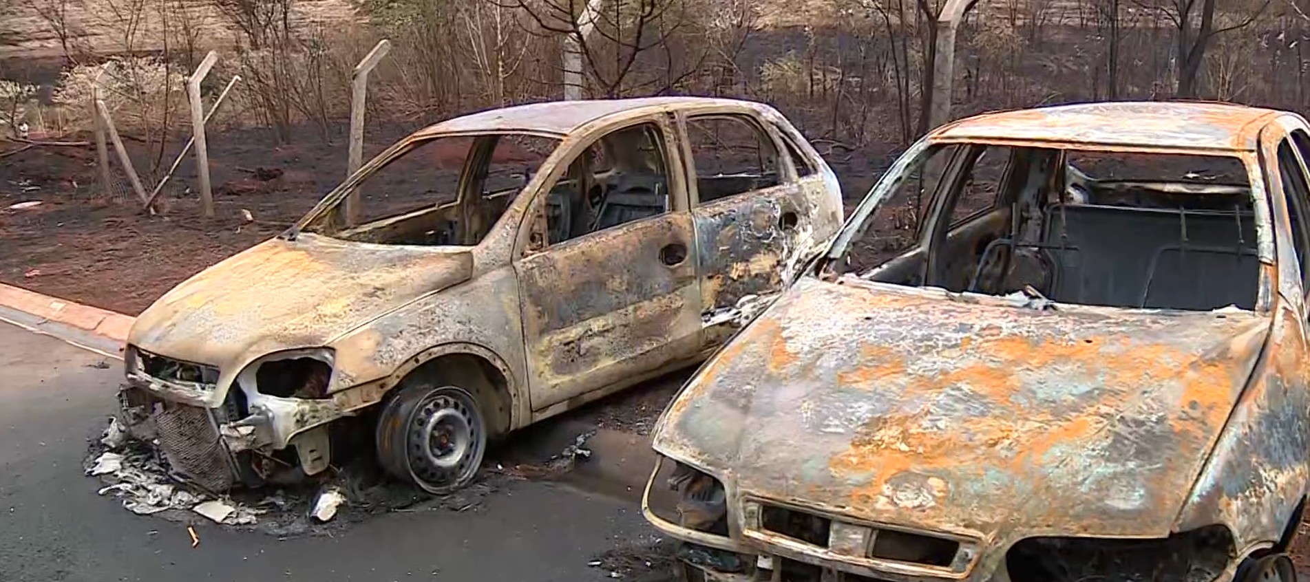 Incêndio que destruiu carros em Santa Bárbara queimou 350 mil m² de vegetação, segundo Bombeiros 