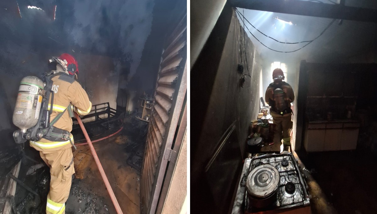 Incêndio em casa começa após queima de colchão e deixa idosa ferida em Coronel Fabriciano