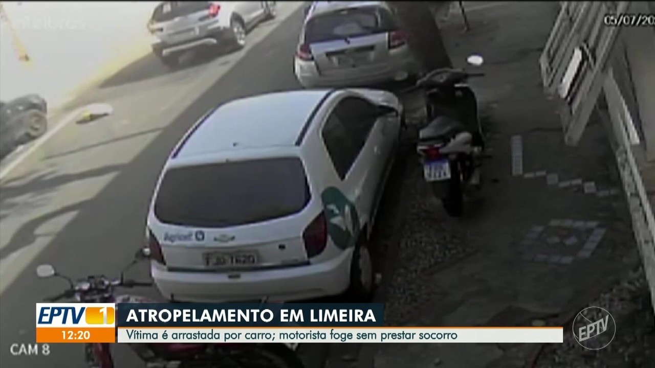 Vítima é atropelada por carro e motorista foge sem prestar socorro em Limeira; VÍDEO 