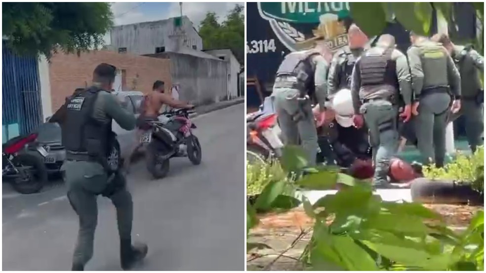 Carlos foi contido por policiais e levado à unidade de saúde no Conjunto Ceará, em Fortaleza (CE) — Foto: Reprodução